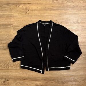 Talbots Elegant Black Sweater with White Trim